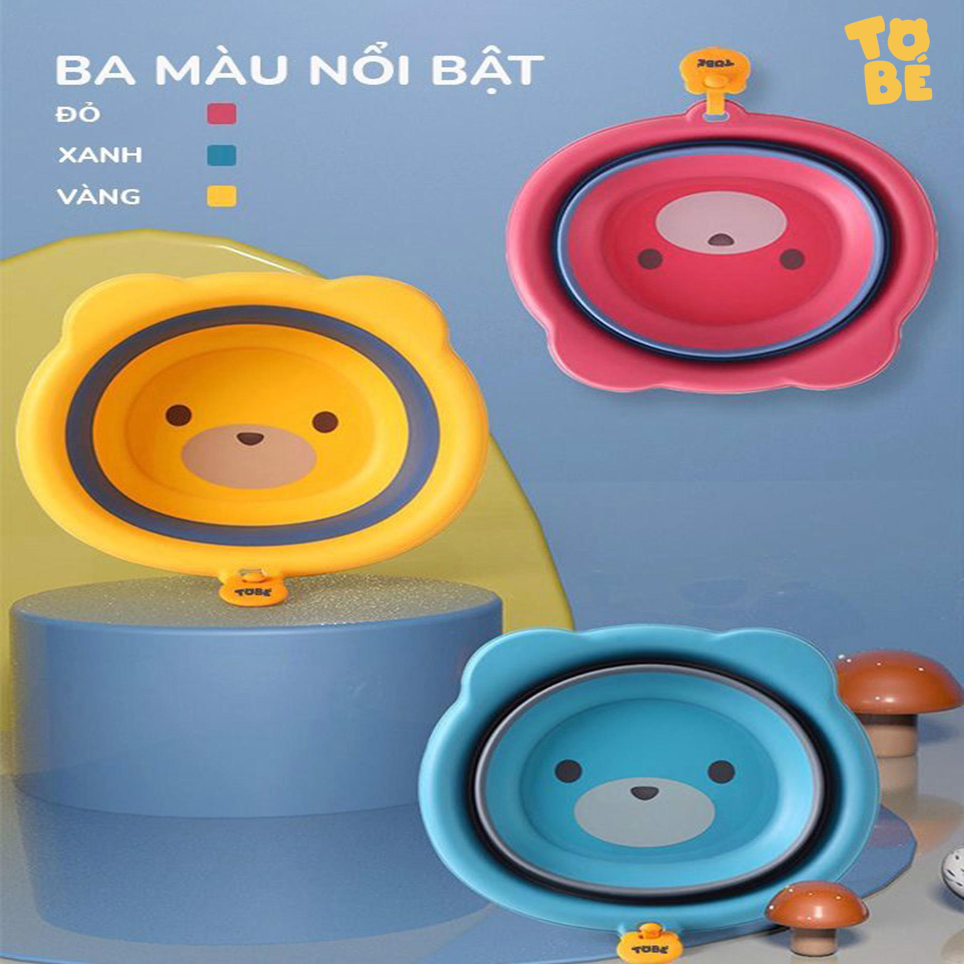 Chậu rửa mặt gấp gọn Tobé hình gấu