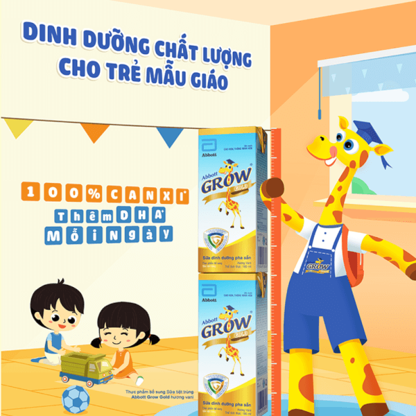 Thùng sữa bột pha sẵn Abbot Grow Gold hương vani (từ 1 tuổi) - Thùng 48 hộp