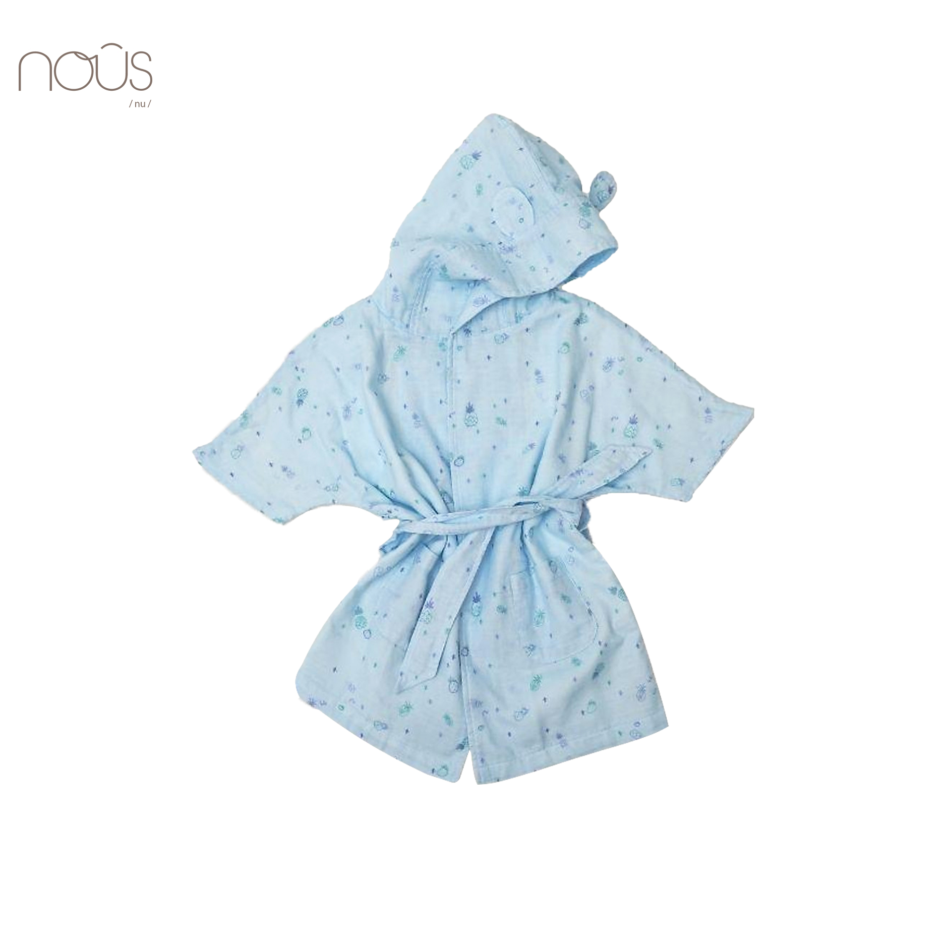 Áo choàng tắm kid xanh hình hoa quả