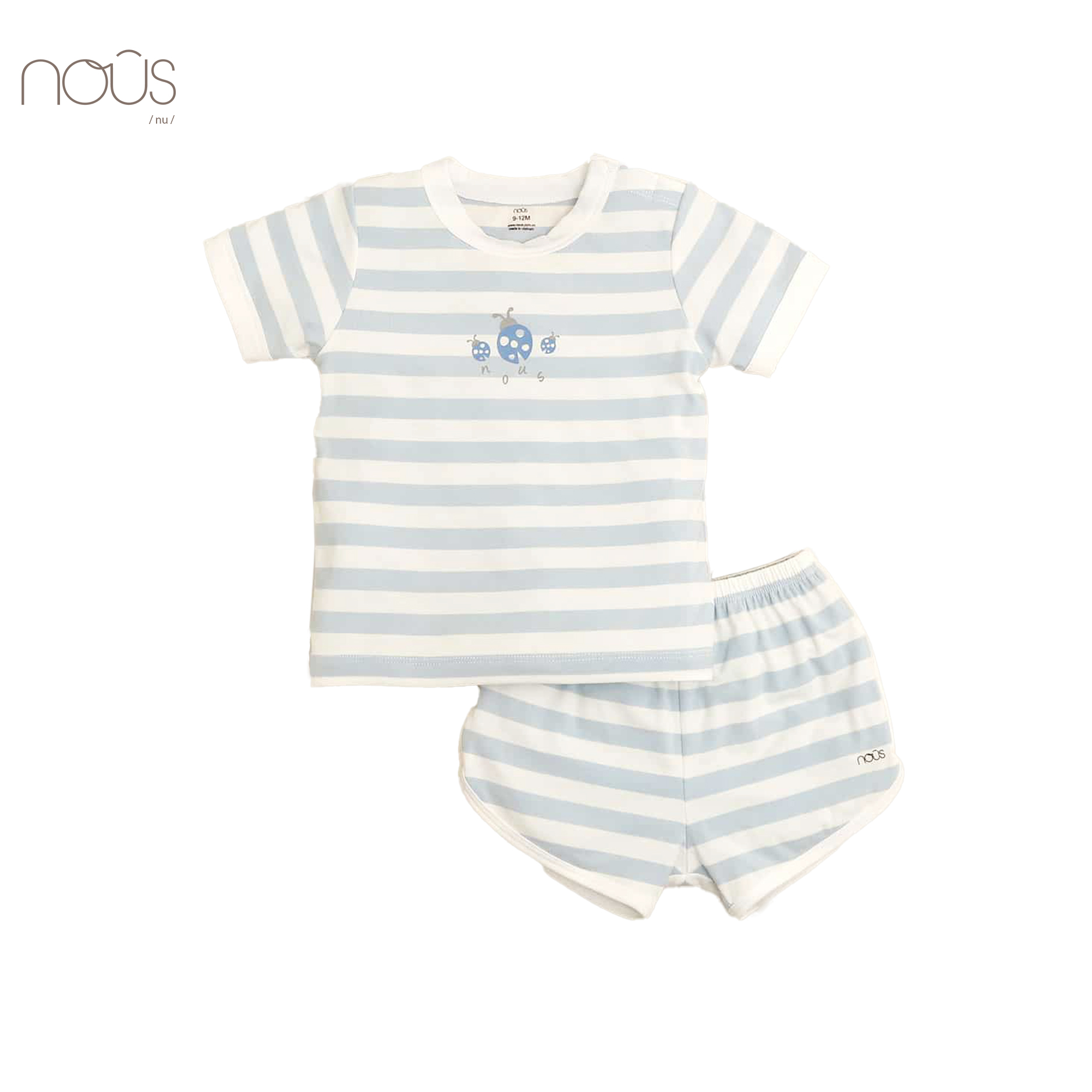 Bộ cài vai cộc kẻ xanh hình bọ rùa