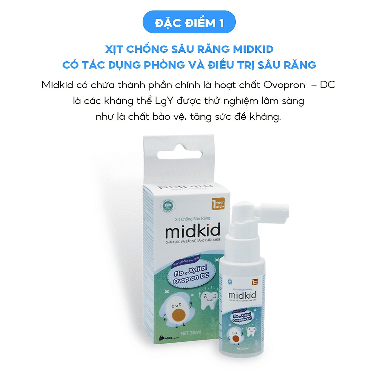 Xịt chống sâu răng Midkid 30ml (Từ 1 tuổi)