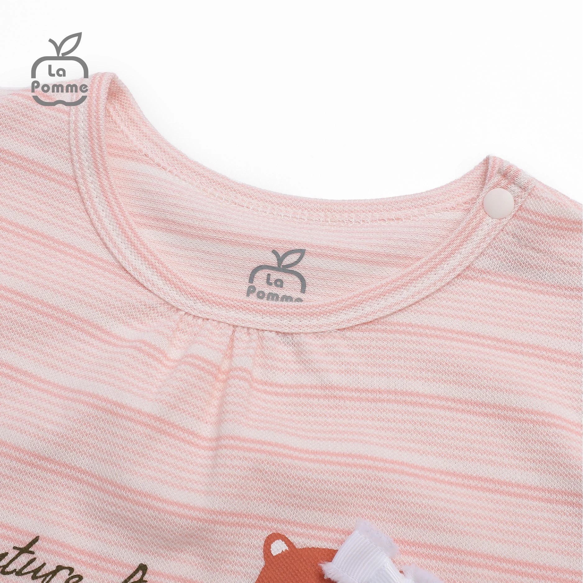 Bộ cộc tay La Pomme kẻ gấu nâu