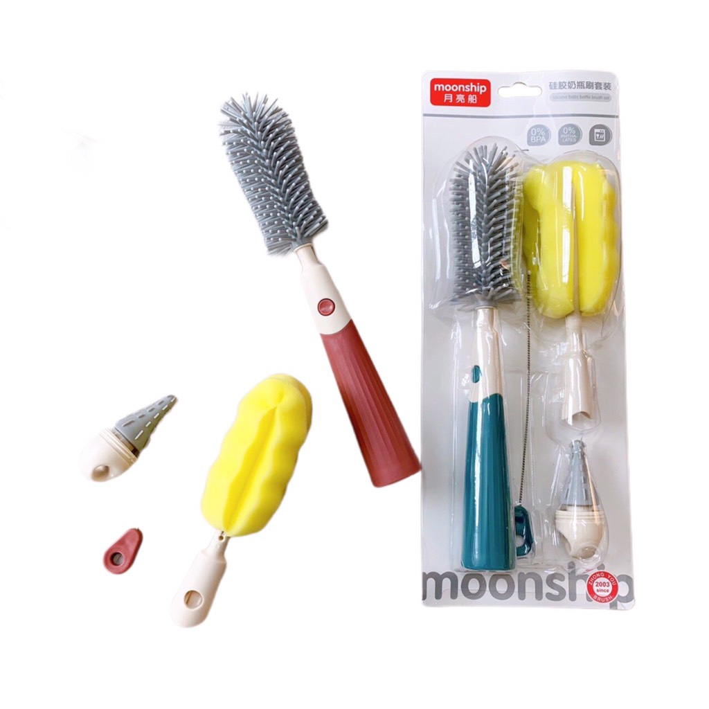 Bộ cọ bình sữa và núm ti Moonship bằng silicone