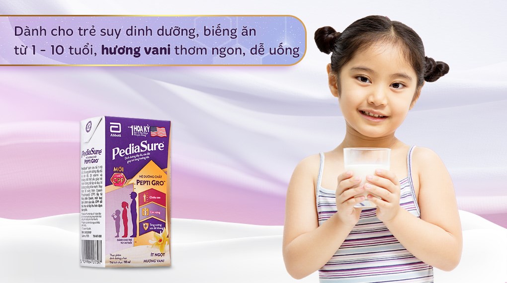 Thùng sữa pha sẵn Abbott PediaSure hương vani (1 - 10 tuổi) - Thùng 48 hộp