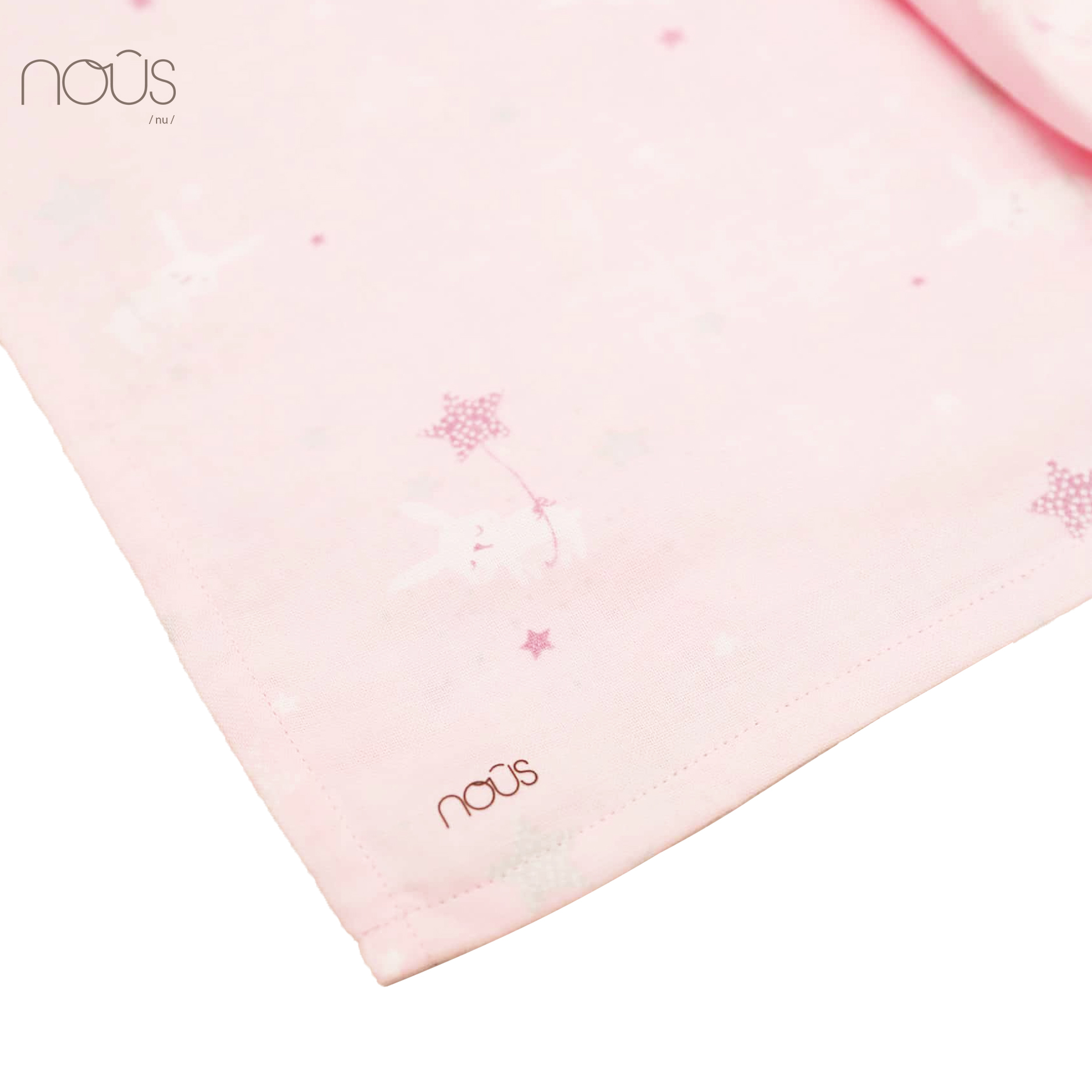 Khăn xô 2 lớp hồng họa tiết thỏ và sao