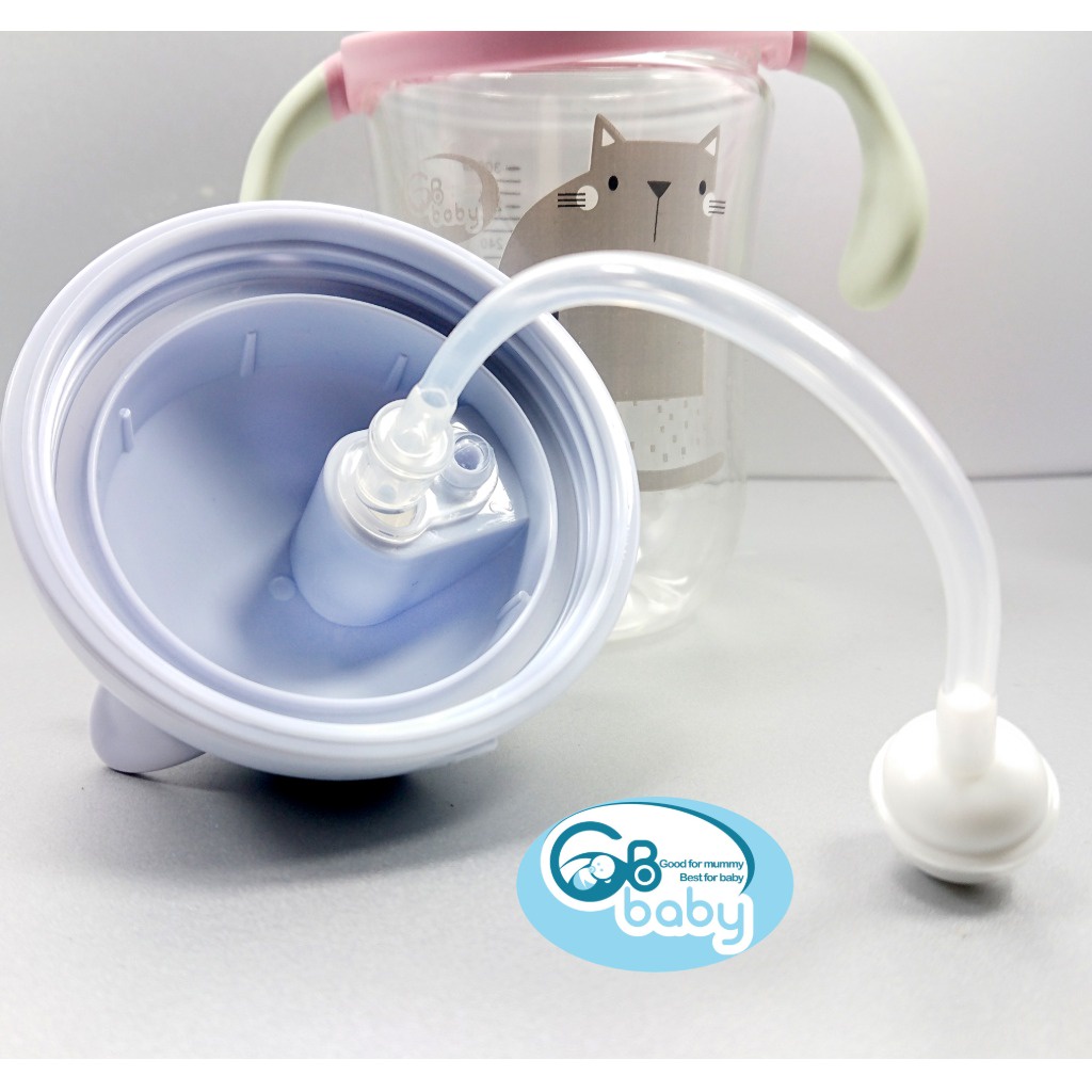 Bình tập uống nước tritan cho bé GB-Baby 300ml (Tặng kèm chổi vệ sinh ống hút)