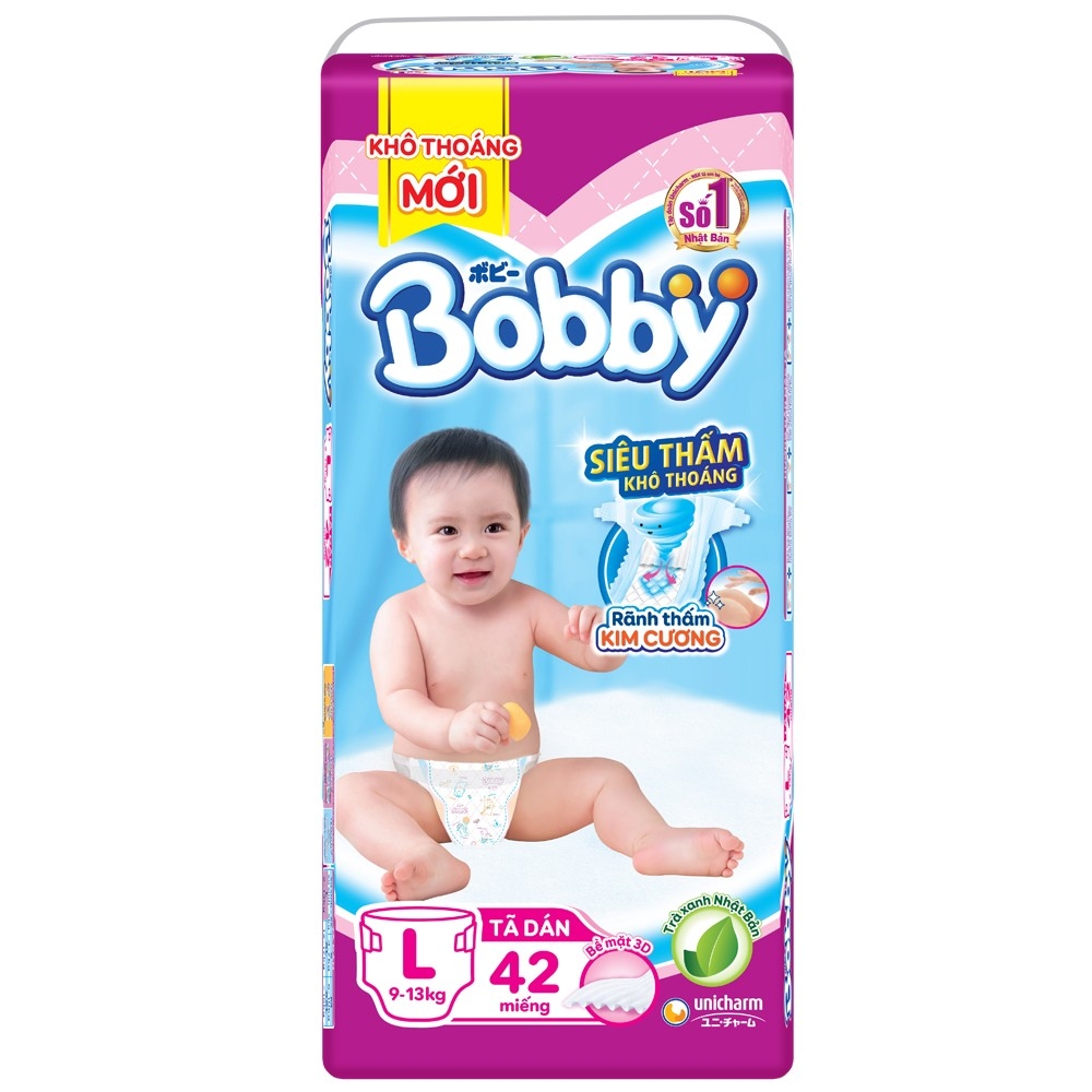 Tã dán Bobby Fresh size L 42 miếng (9-14kg)