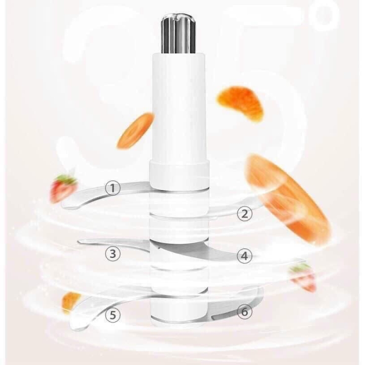 Máy xay cầm tay đa năng Hattiecs cao cấp 6 lưỡi dao 300ml