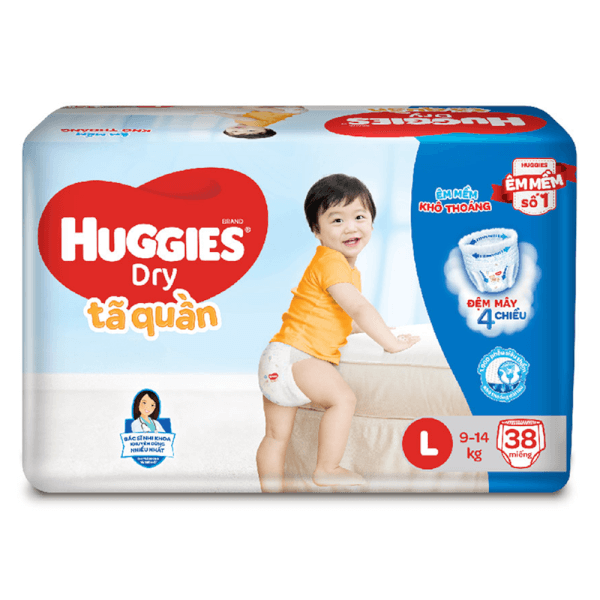 Tã quần Huggies Dry size L 38 miếng (9-14kg)