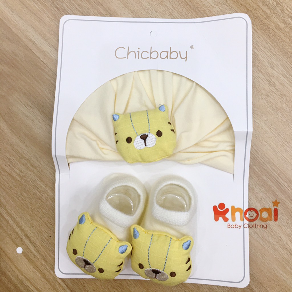Set nón turban kèm tất Chicbaby cho bé dưới 6 tháng