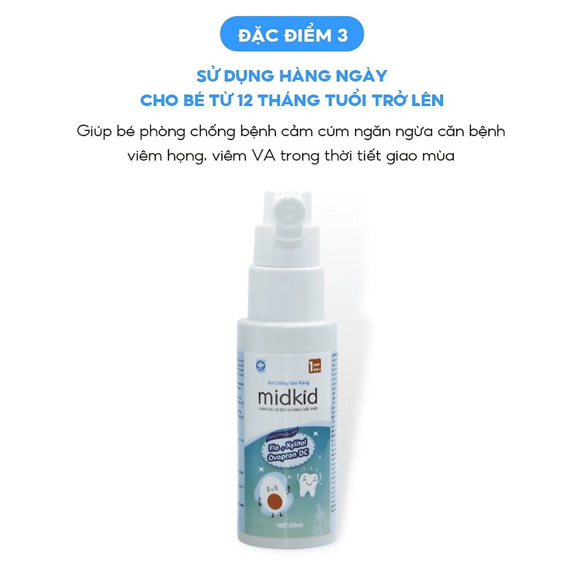 Xịt chống sâu răng Midkid 30ml (Từ 1 tuổi)