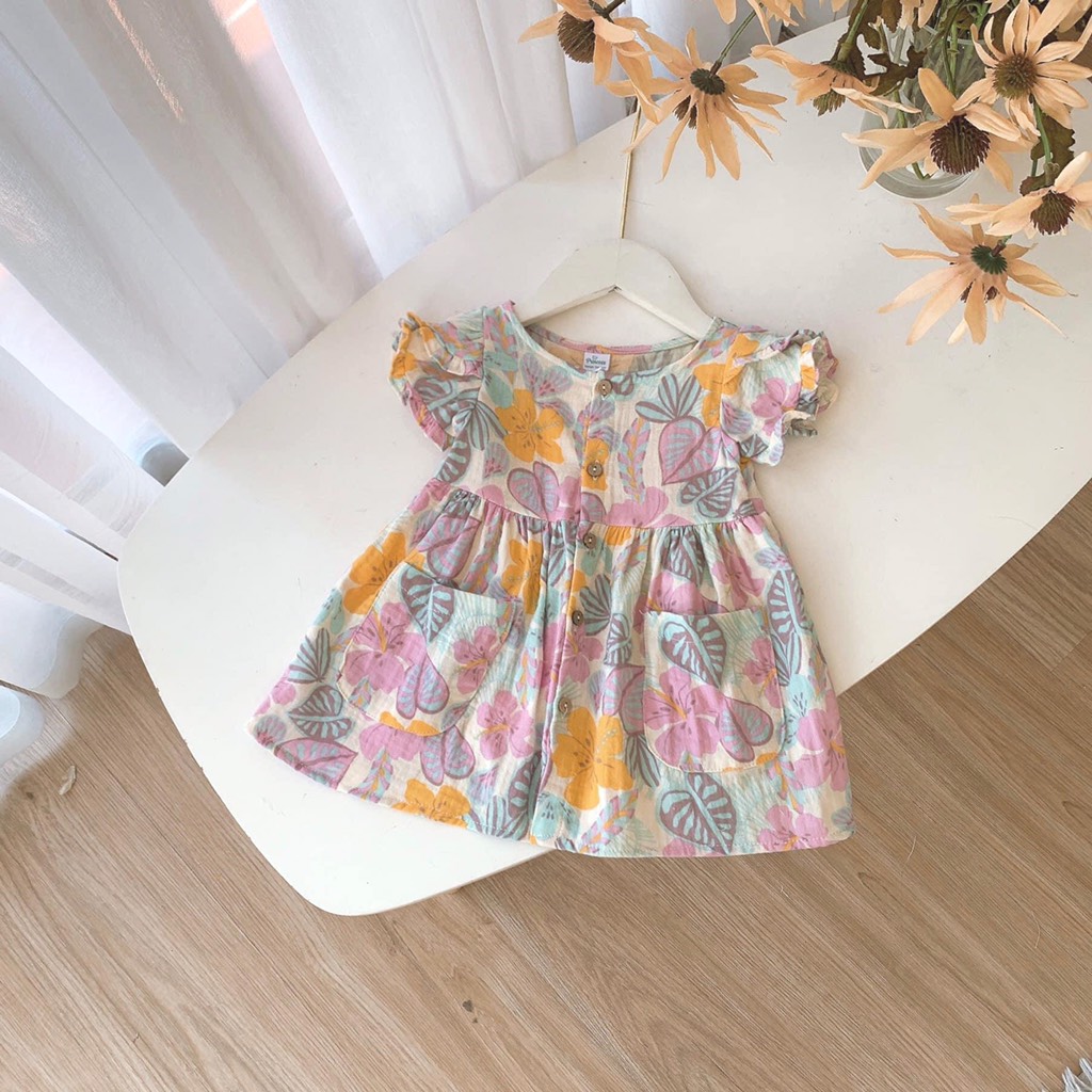 Đầm xô hoa lá có túi Op Kids
