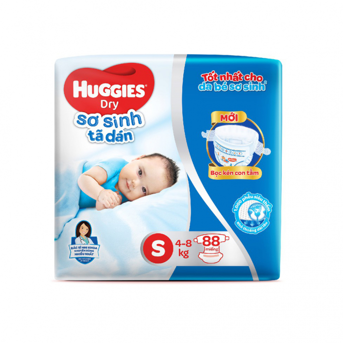 Tã dán Huggies Dry size S 80 + 2 miếng (4-8kg)