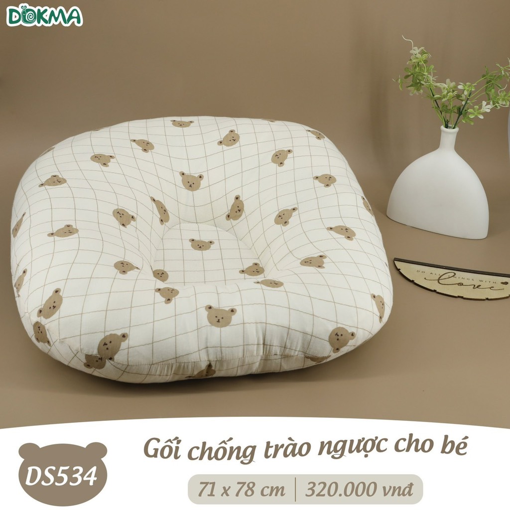 Gối chống trào ngược cho bé Dokma vải xô muslin DS534 (71x78cm)