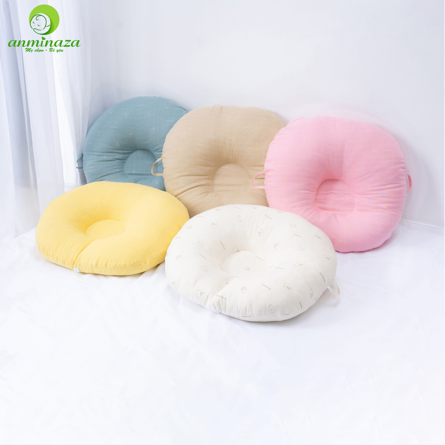 Gối chống trào ngược vải sợi tre bông Microfiber Anminaza cao cấp 80x80cm