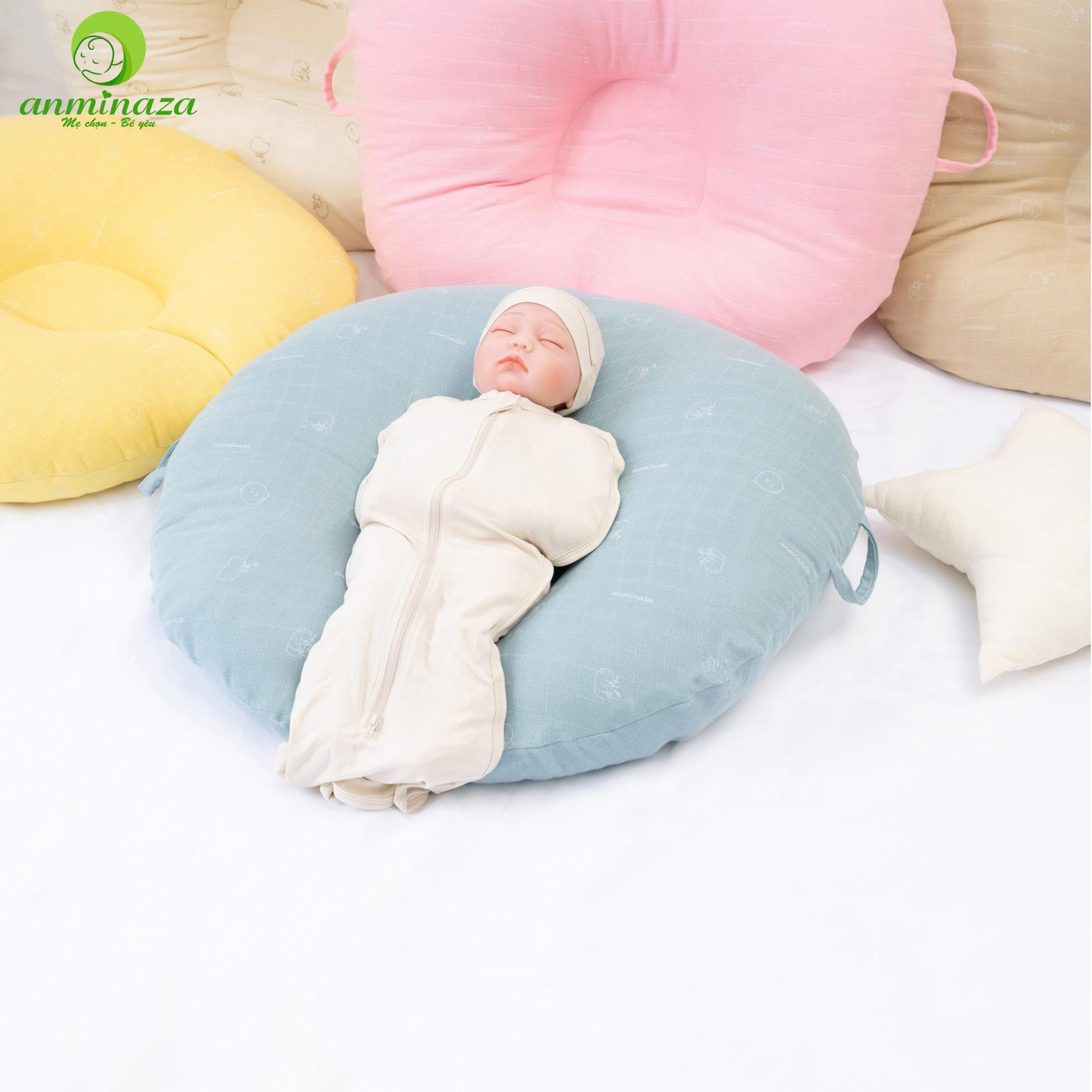 Gối chống trào ngược vải sợi tre bông Microfiber Anminaza cao cấp 80x80cm