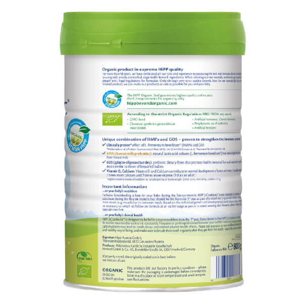 Sữa HiPP Organic Combiotic số 3 800g (1-3 tuổi)