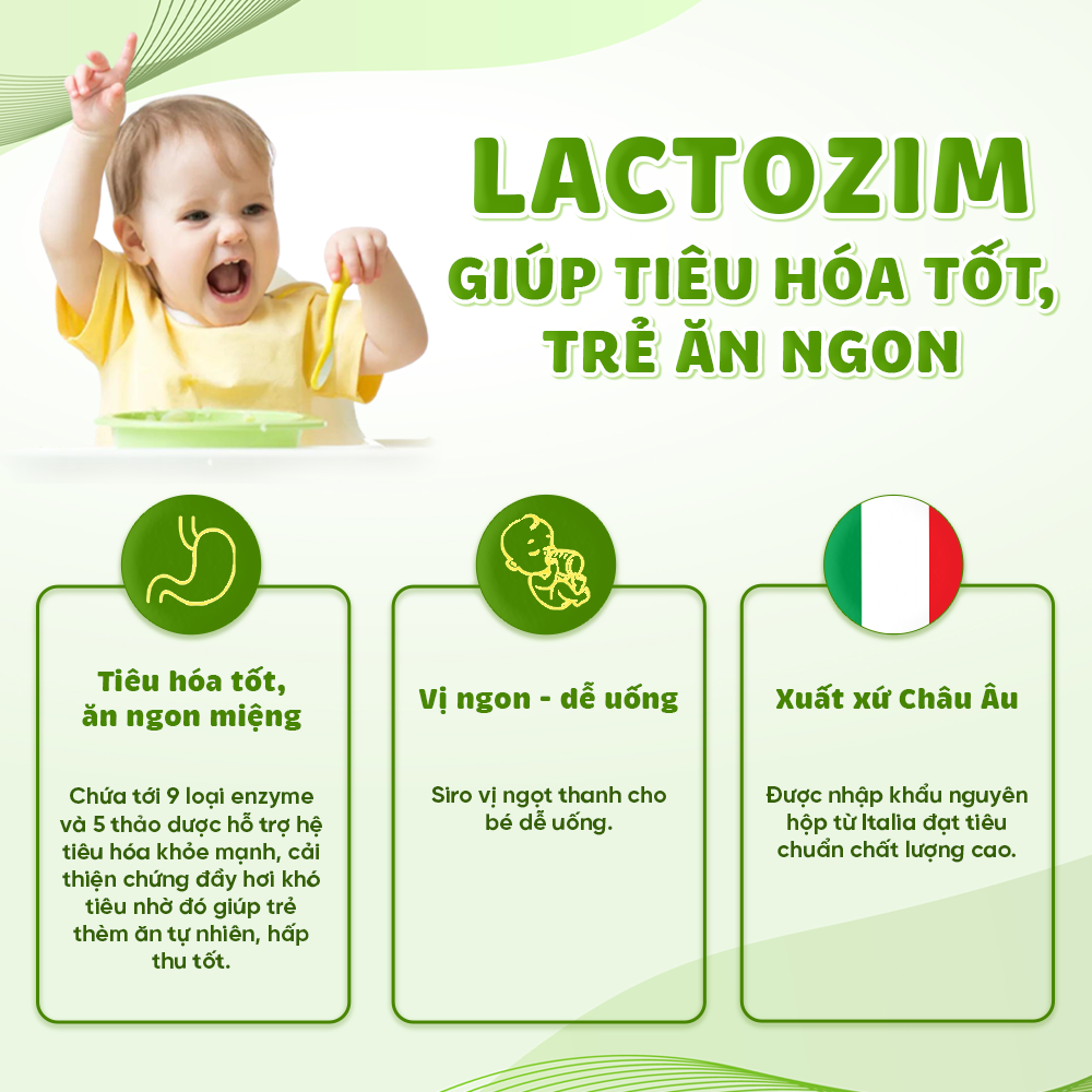 Men tiêu hóa Lactozim - Giúp trẻ ăn ngon, kích thích tiêu hóa