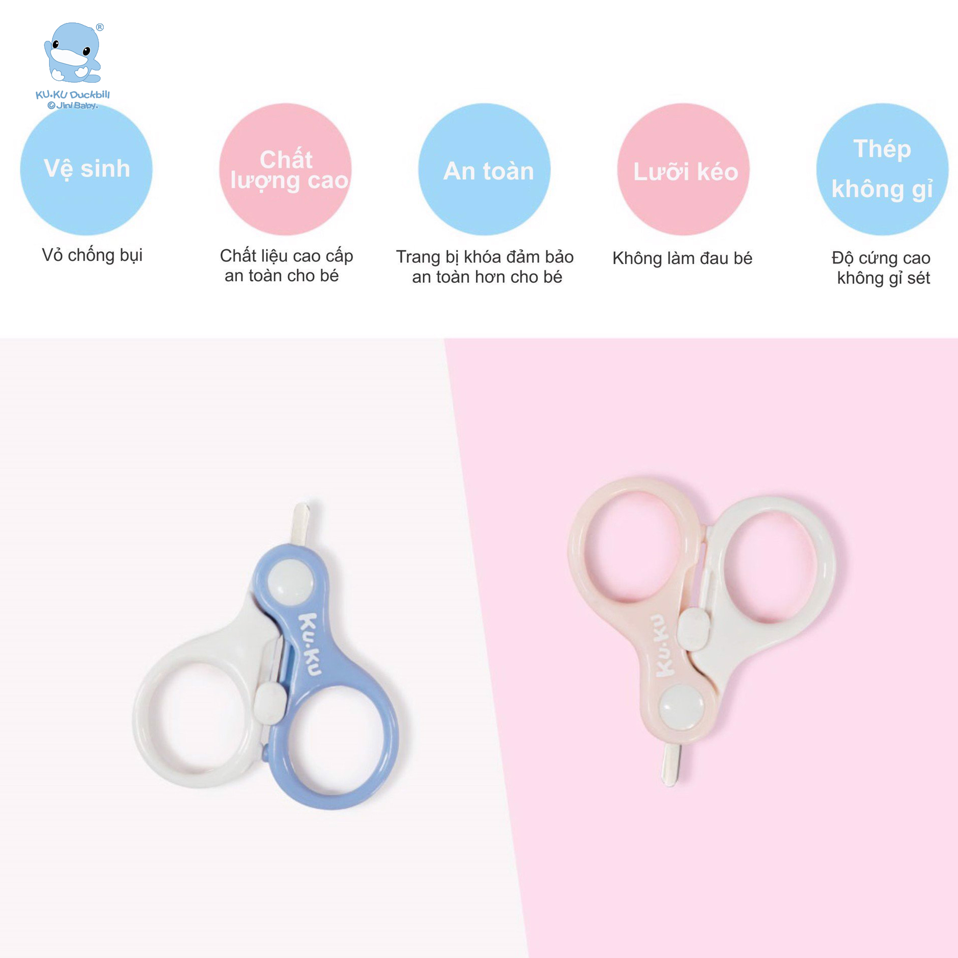 Kéo cắt móng tay KUKU an toàn cho bé từ tuổi sơ sinh