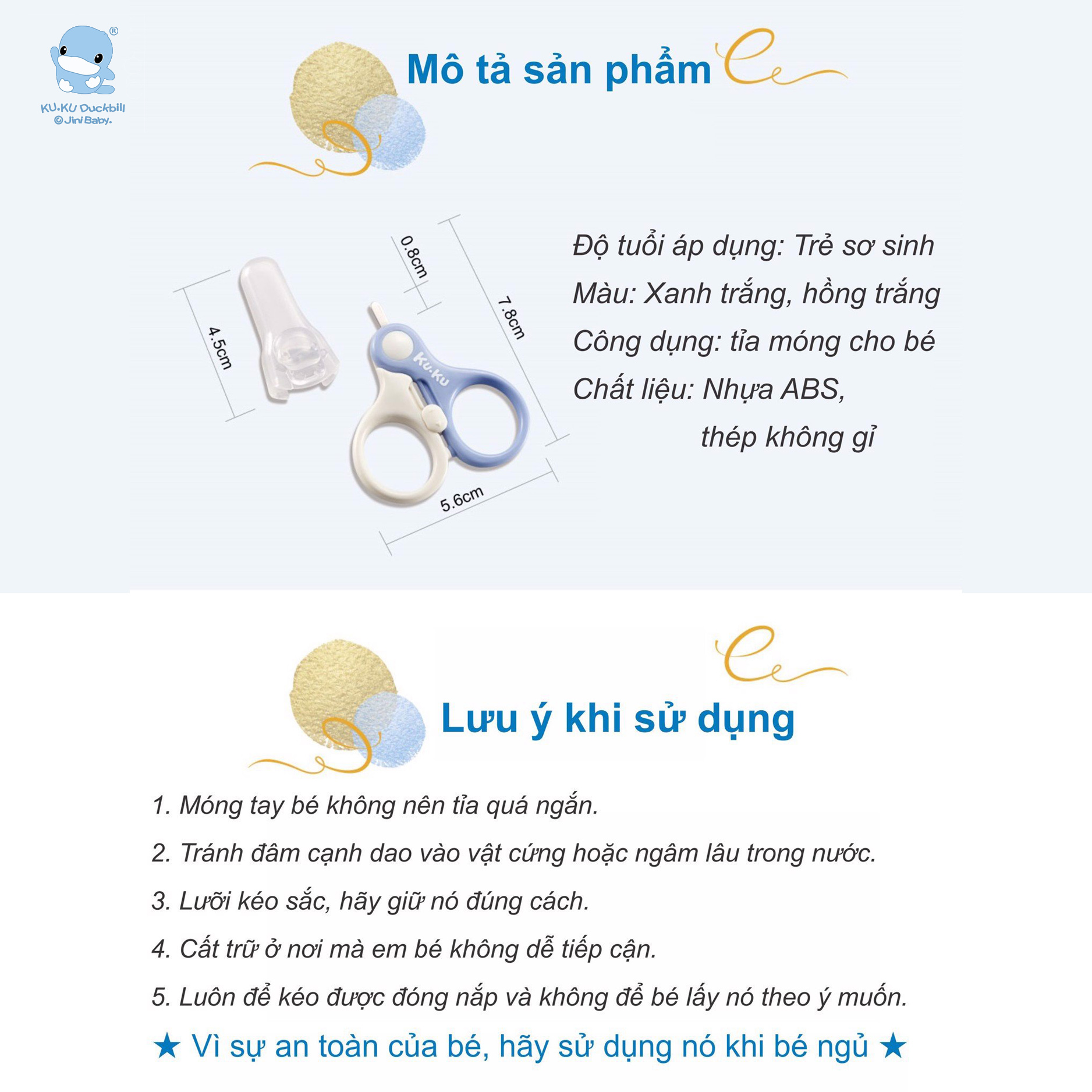 Kéo cắt móng tay KUKU an toàn cho bé từ tuổi sơ sinh