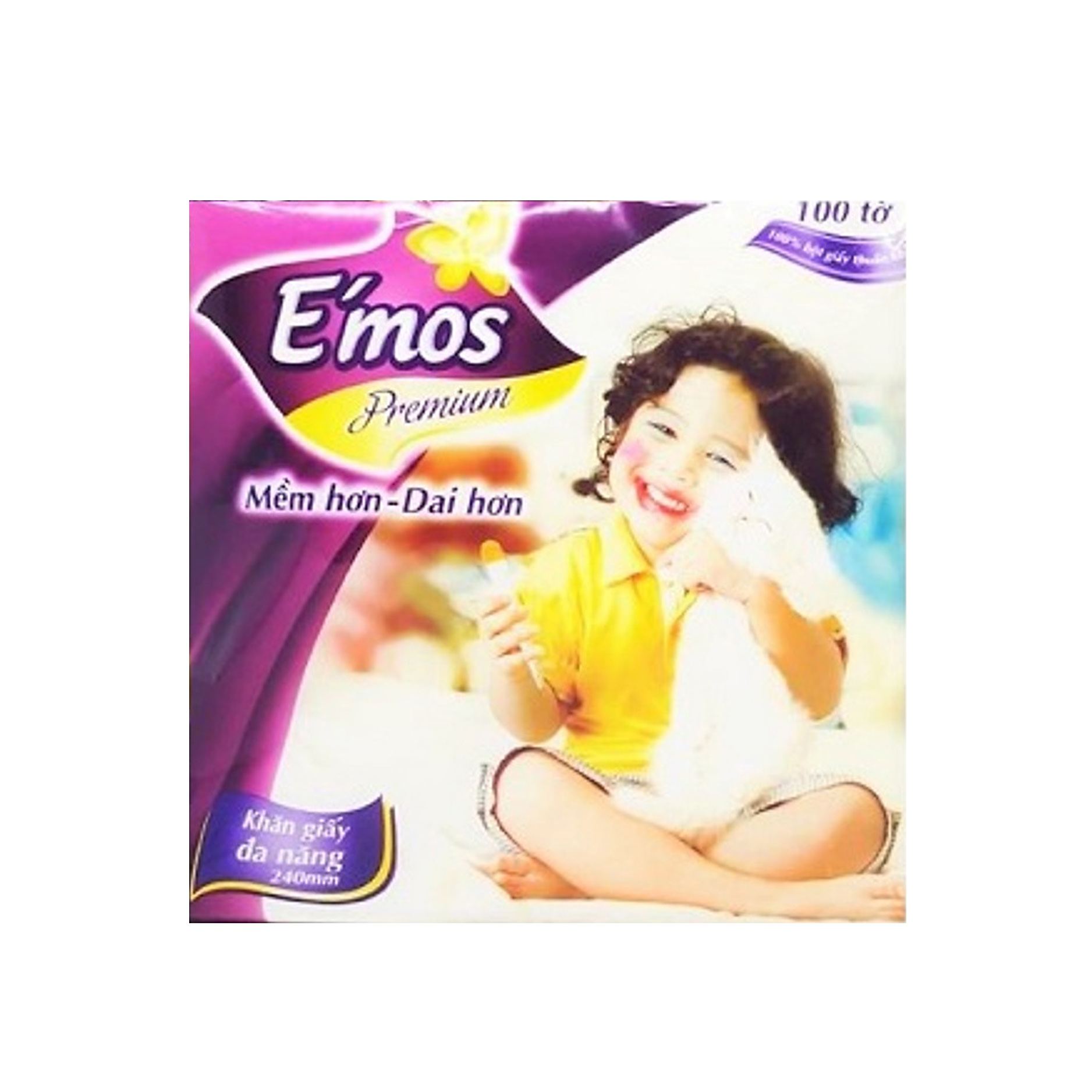 Khăn giấy đa năng E'mos cao cấp siêu dai siêu mịn - 100 tờ
