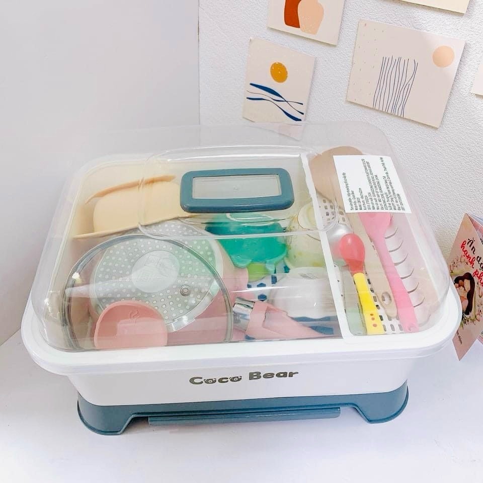 Khay, giá úp chén, dụng cụ ăn dặm, bình sữa Coco Bear cho bé