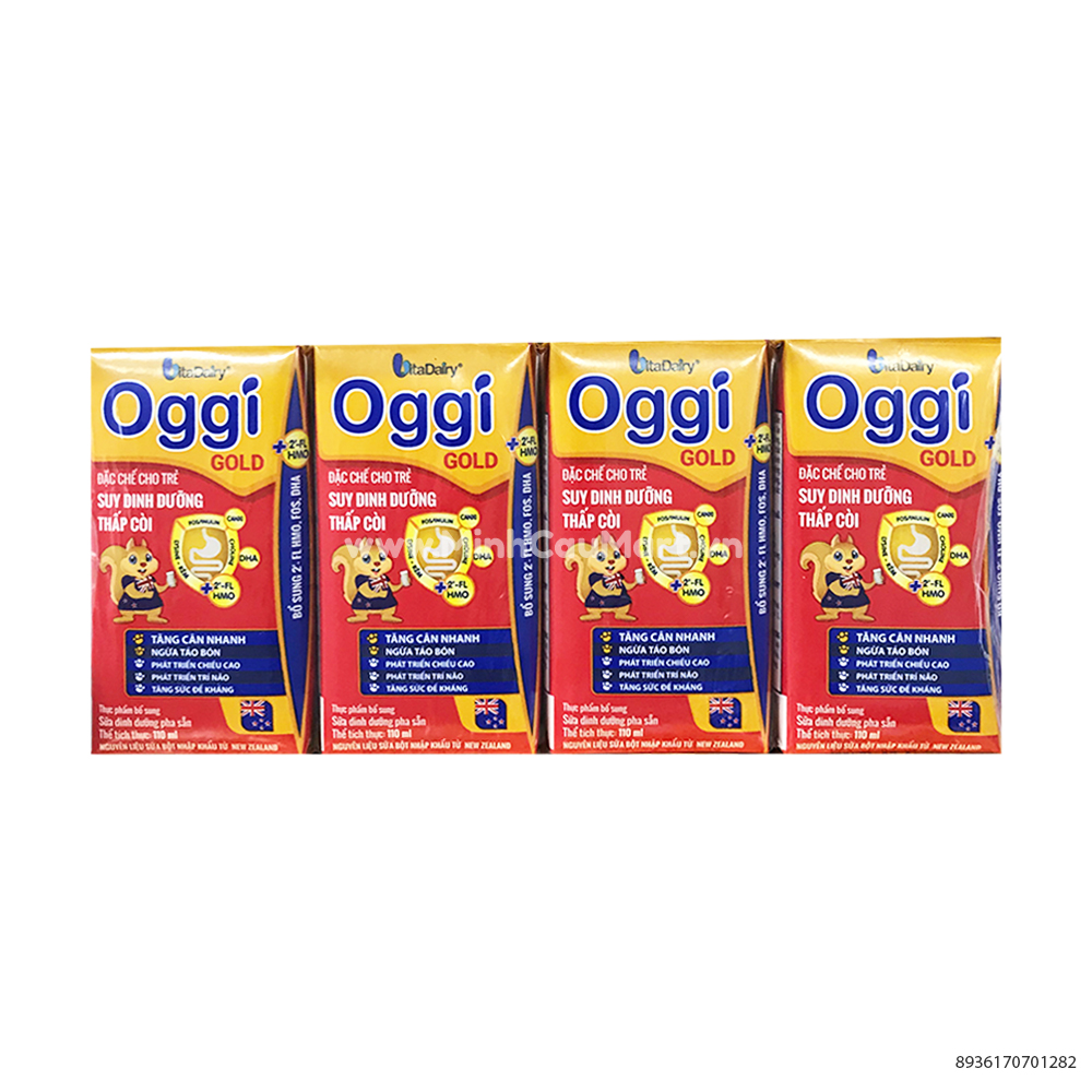 Lốc sữa bột pha sẵn Oggi Gold (từ 1 tuổi) - Lốc 4 hộp