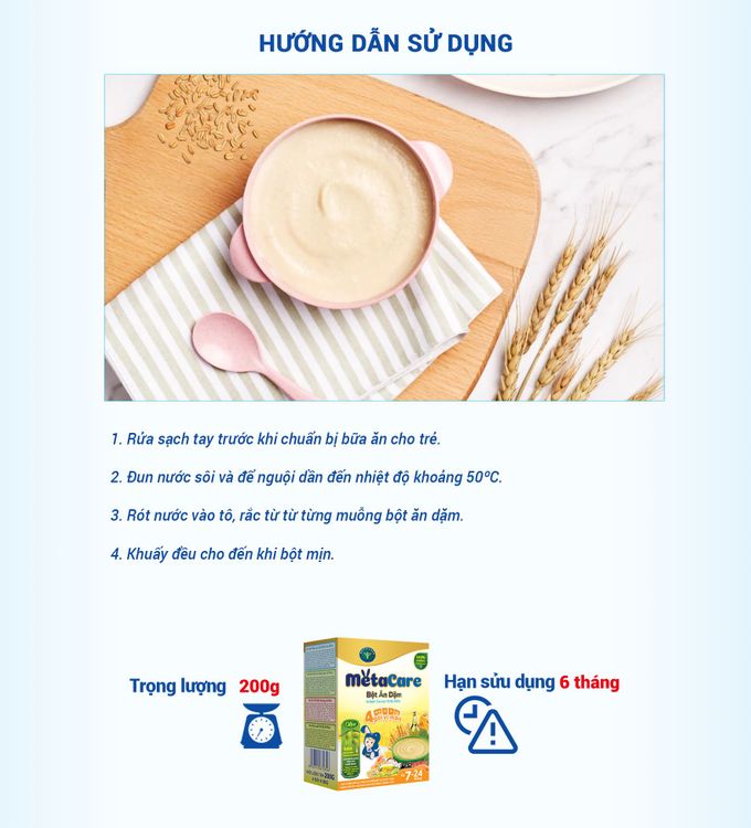 Bột ăn dặm MetaCare 4 gói vị mặn - 200g (7 - 24 tháng)