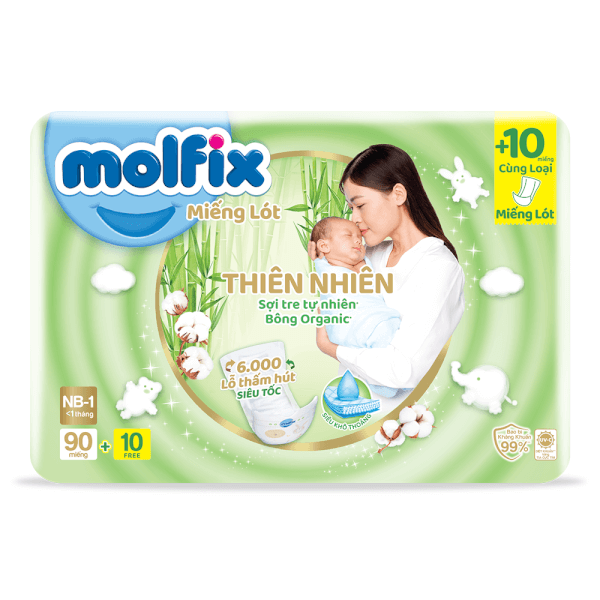 Miếng lót Molfix Newborn 1 - 90 miếng (Dưới 1 tháng)