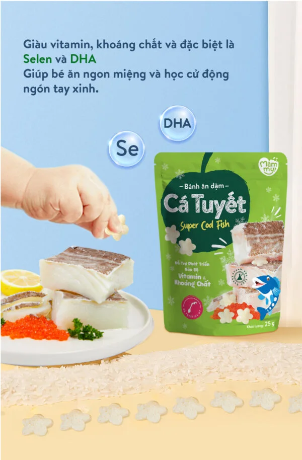 Bánh ăn dặm Mămmy vị cá tuyết -25g (Bé từ 6 tháng)