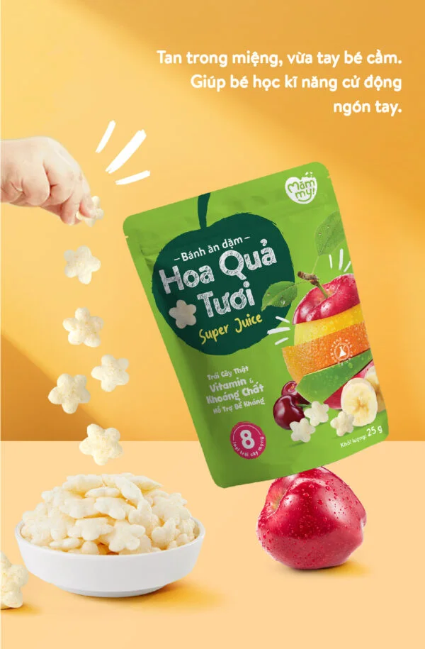 Bánh ăn dặm Mămmy vị hoa quả tươi -25g (Bé từ 6 tháng)