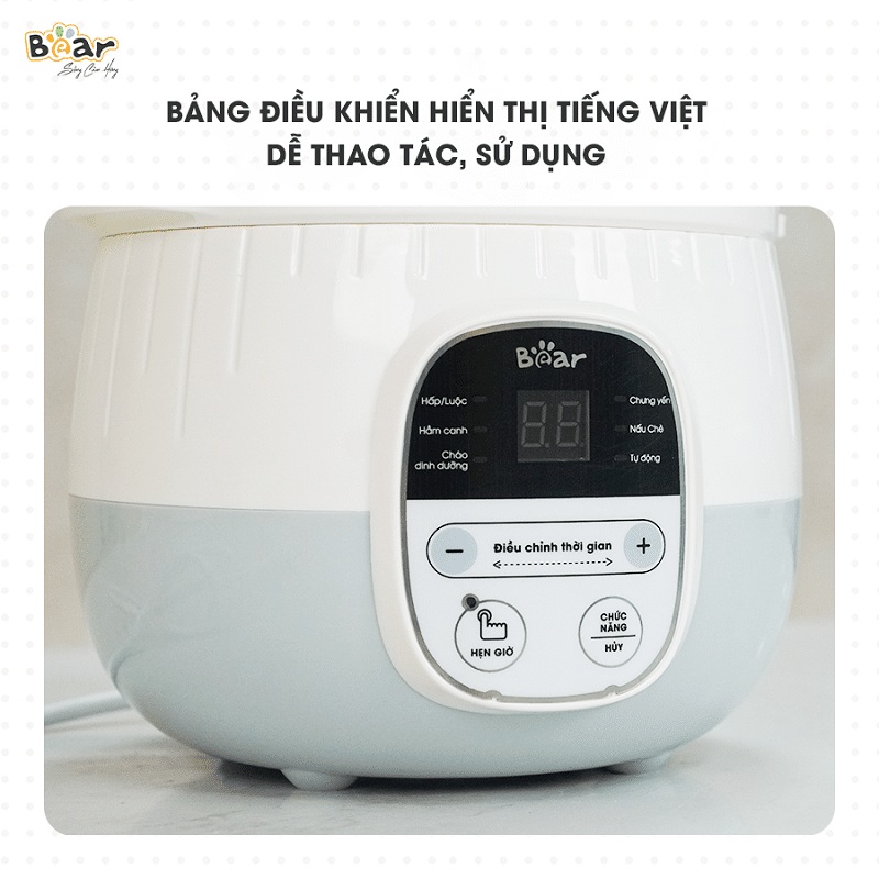 Nồi nấu cháo chậm Bear phiên bản Tiếng Việt - 0,8 lít
