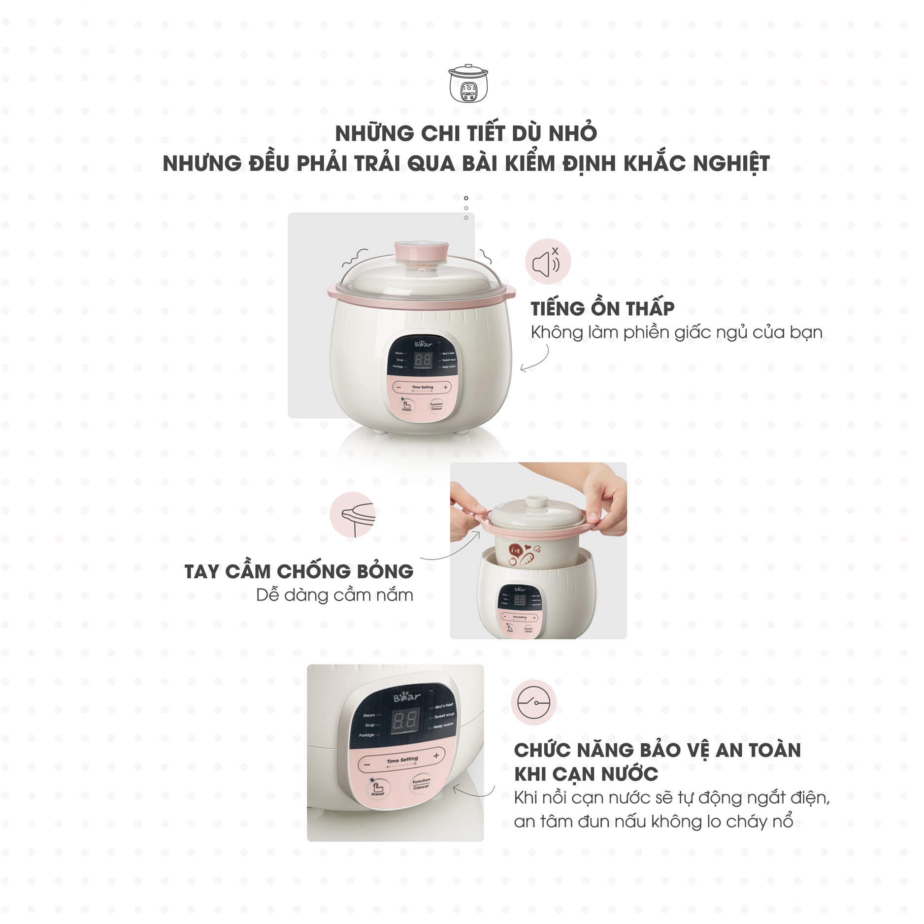 Nồi nấu cháo chậm Bear phiên bản quốc tế - 0,8 lít