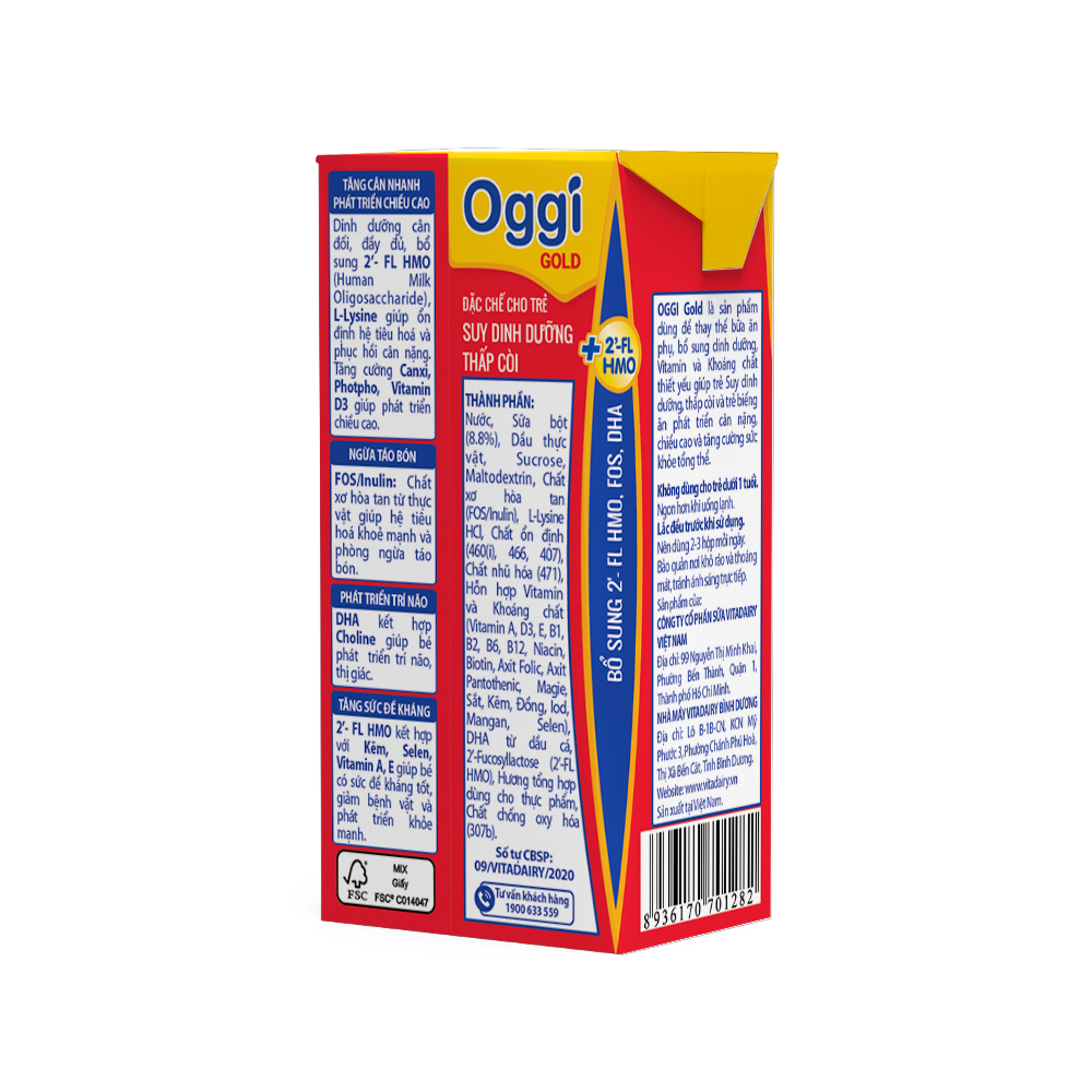 Lốc sữa bột pha sẵn Oggi Gold (từ 1 tuổi) - Lốc 4 hộp