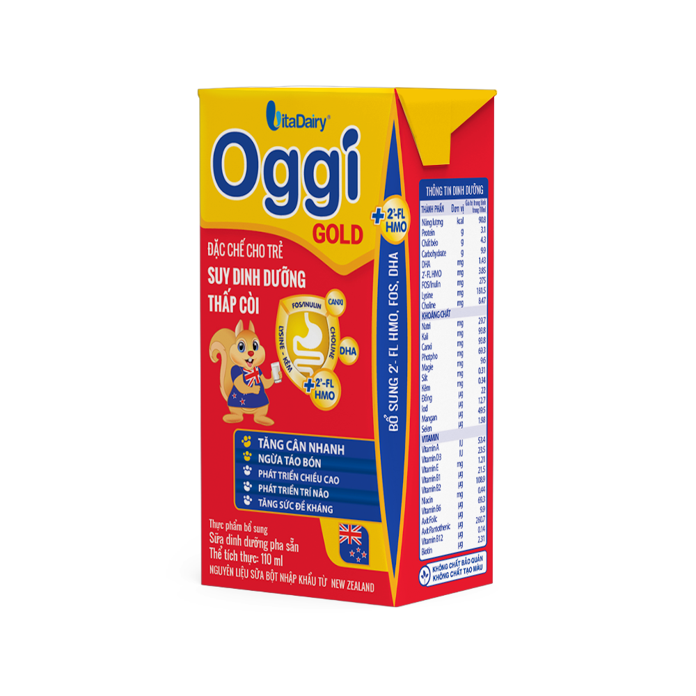 Lốc sữa bột pha sẵn Oggi Gold (từ 1 tuổi) - Lốc 4 hộp