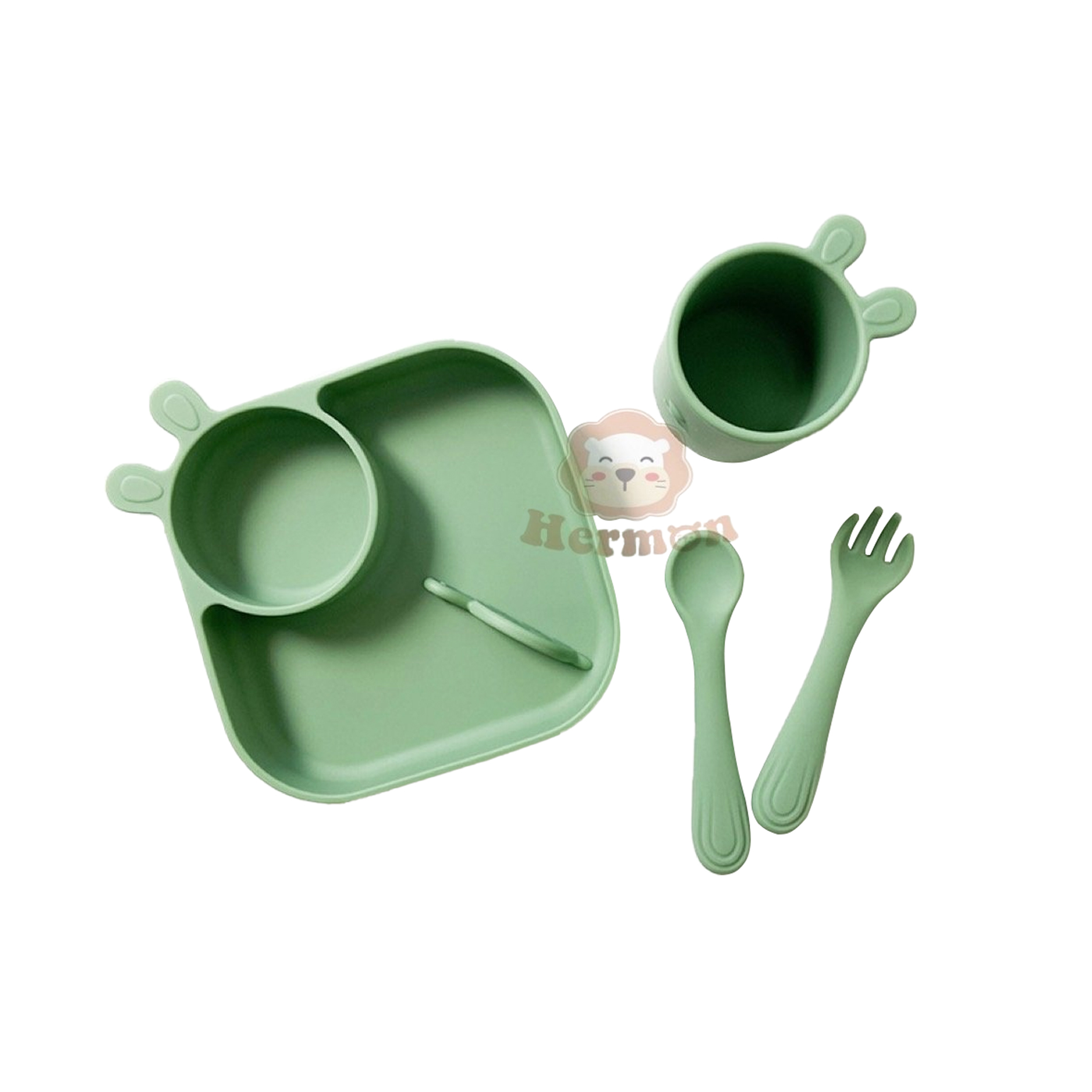 Set 4 món ăn dặm silicone Hermon hình thỏ - Honper NK
