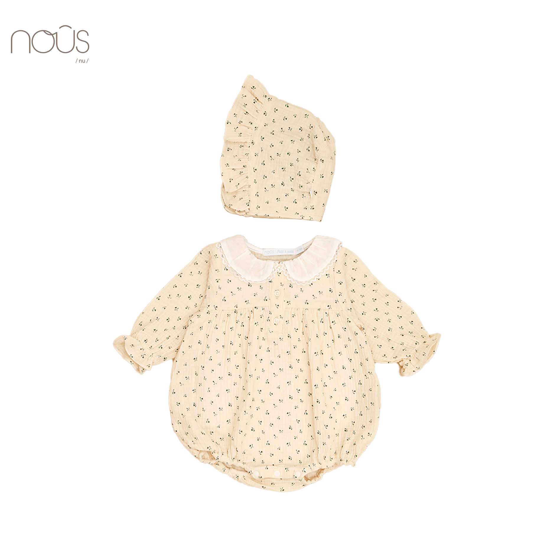 Set Body cộc mũ họa tiết lá xanh