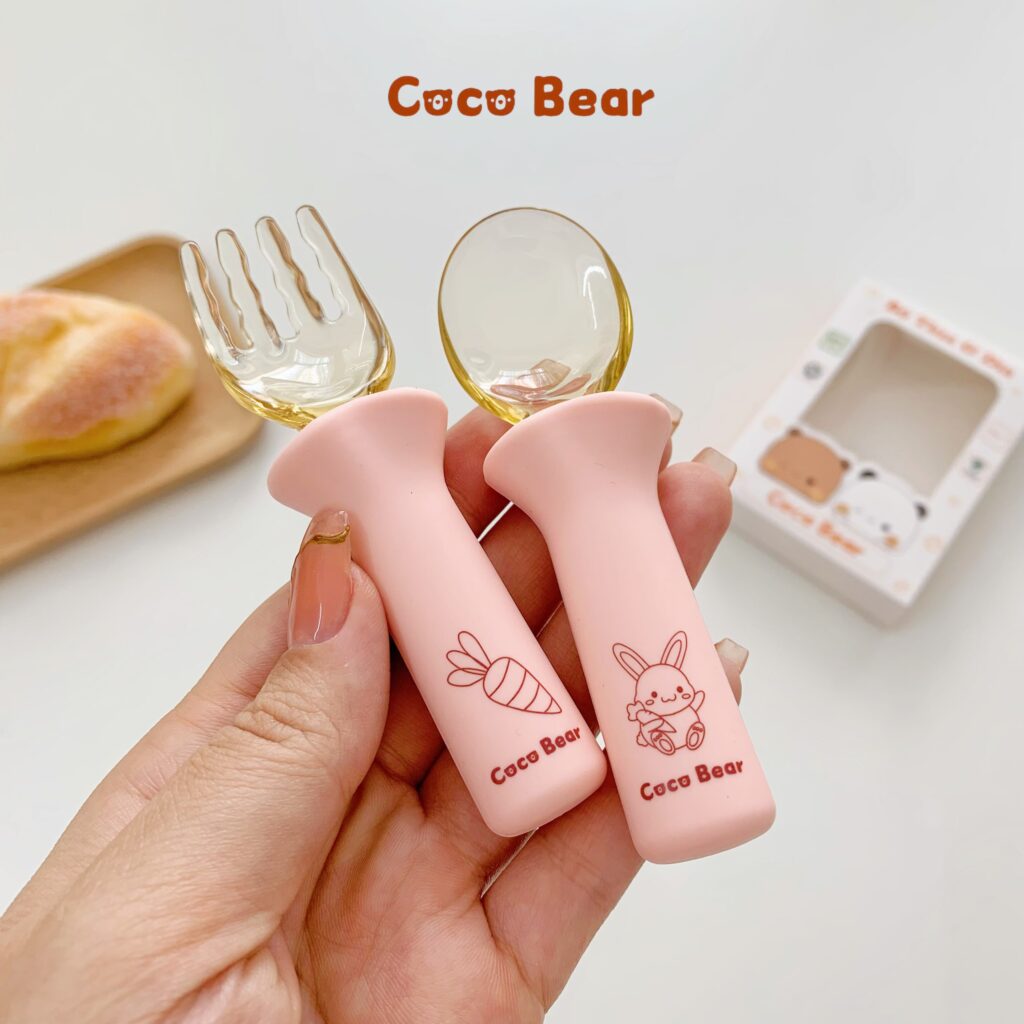 Set thìa nĩa Coco Bear cho bé tập ăn dặm