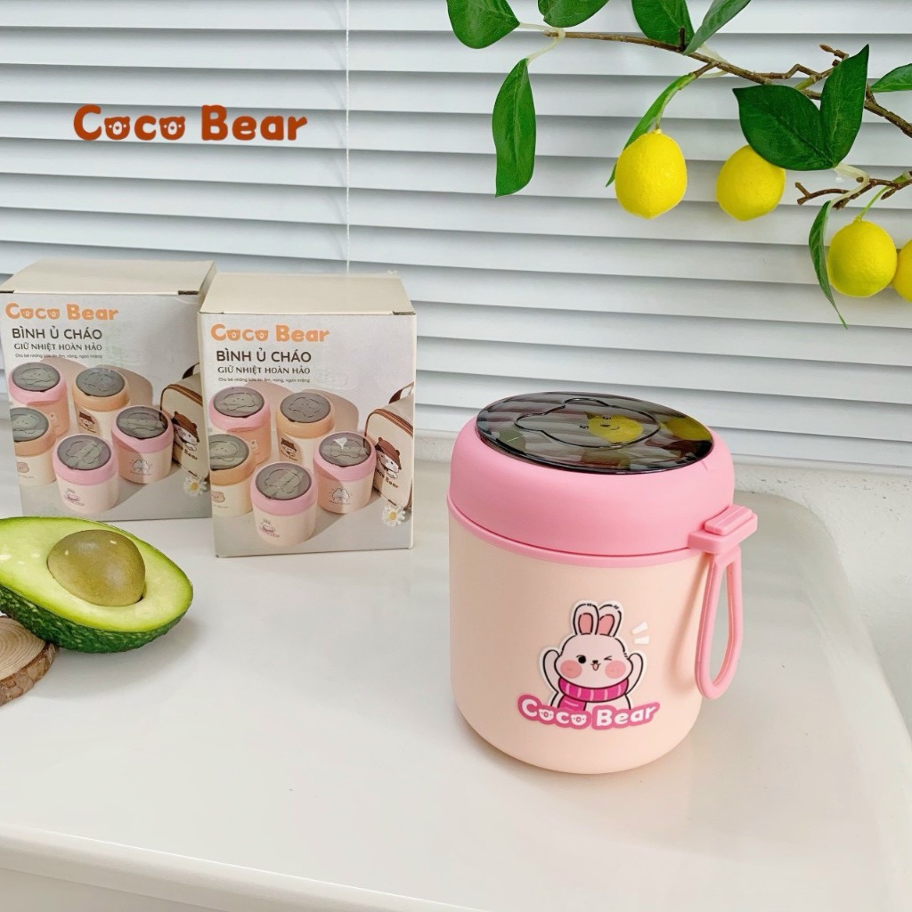 Bình ủ cháo Coco Bear 530ml (Kèm thìa và túi giữ nhiệt)