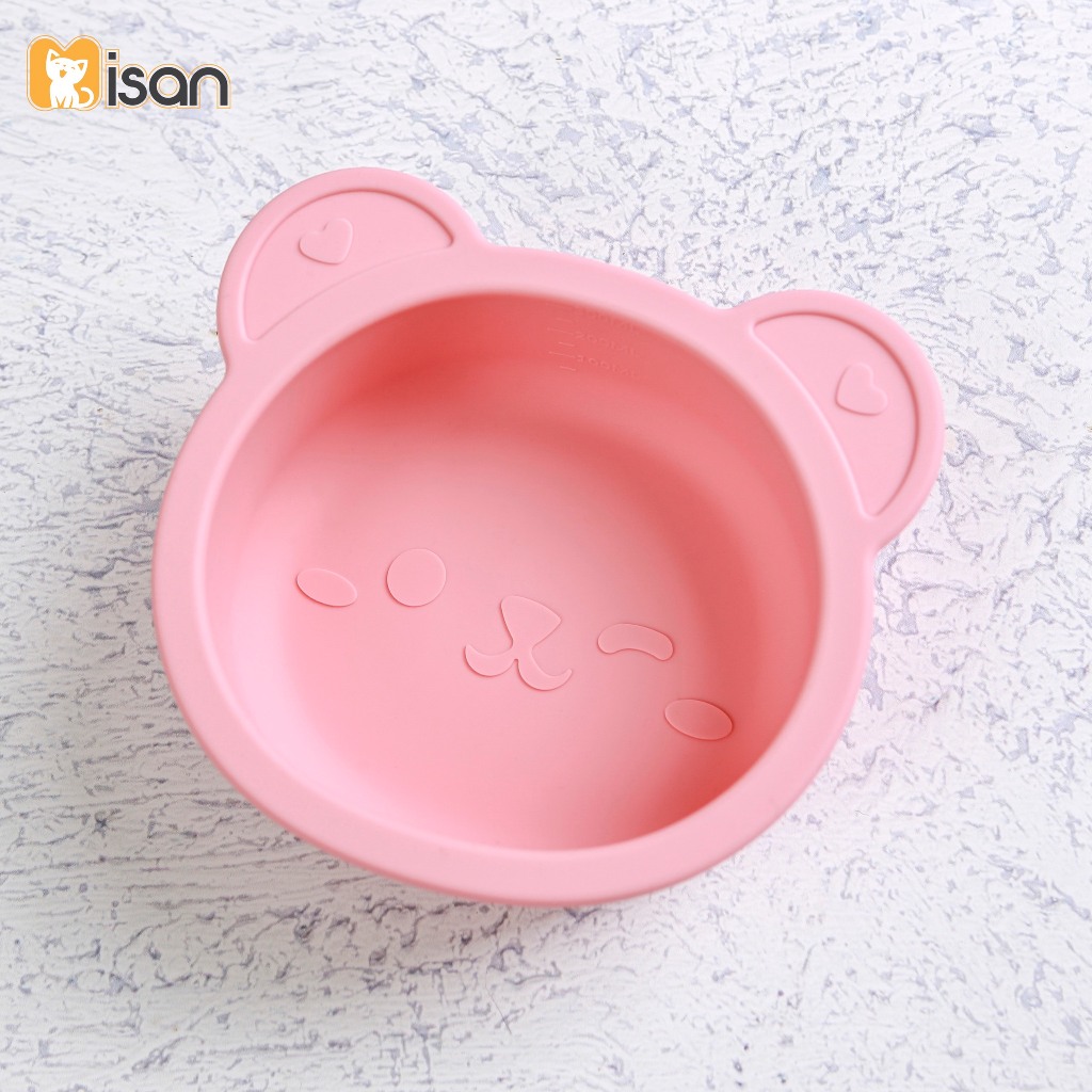 Bát siicone hình gấu Misan có đế hít kèm thìa