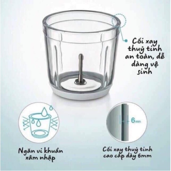 Máy xay cầm tay đa năng Hattiecs cao cấp 6 lưỡi dao 300ml