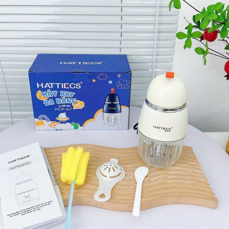 Máy xay cầm tay đa năng Hattiecs cao cấp 8 lưỡi dao 300ml