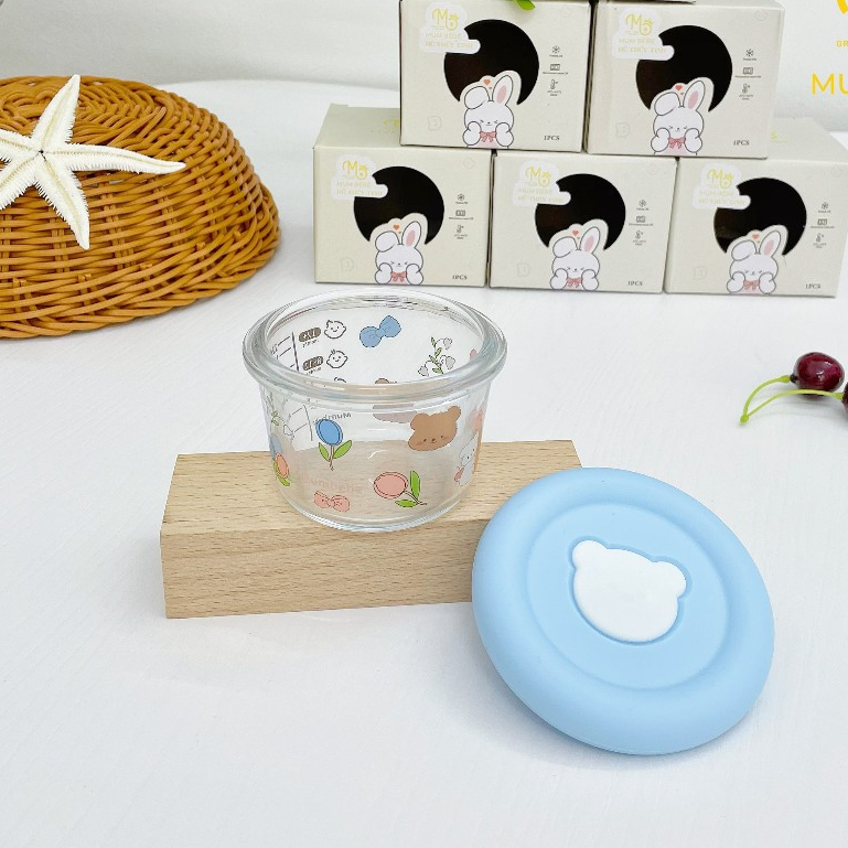Hộp trữ đông thủy tinh Mum Bébé nắp tròn (Dung tích 140ml - Chia vạch 120ml)