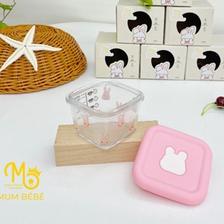 Hộp trữ đông thủy tinh Mum Bébé nắp vuông (Dung tích 160ml - Chia vạch 140ml)