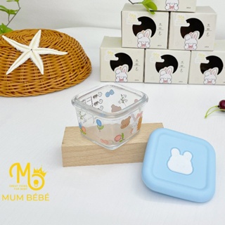 Hộp trữ đông thủy tinh Mum Bébé nắp vuông (Dung tích 160ml - Chia vạch 140ml)