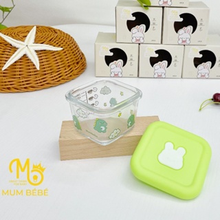 Hộp trữ đông thủy tinh Mum Bébé nắp vuông (Dung tích 160ml - Chia vạch 140ml)