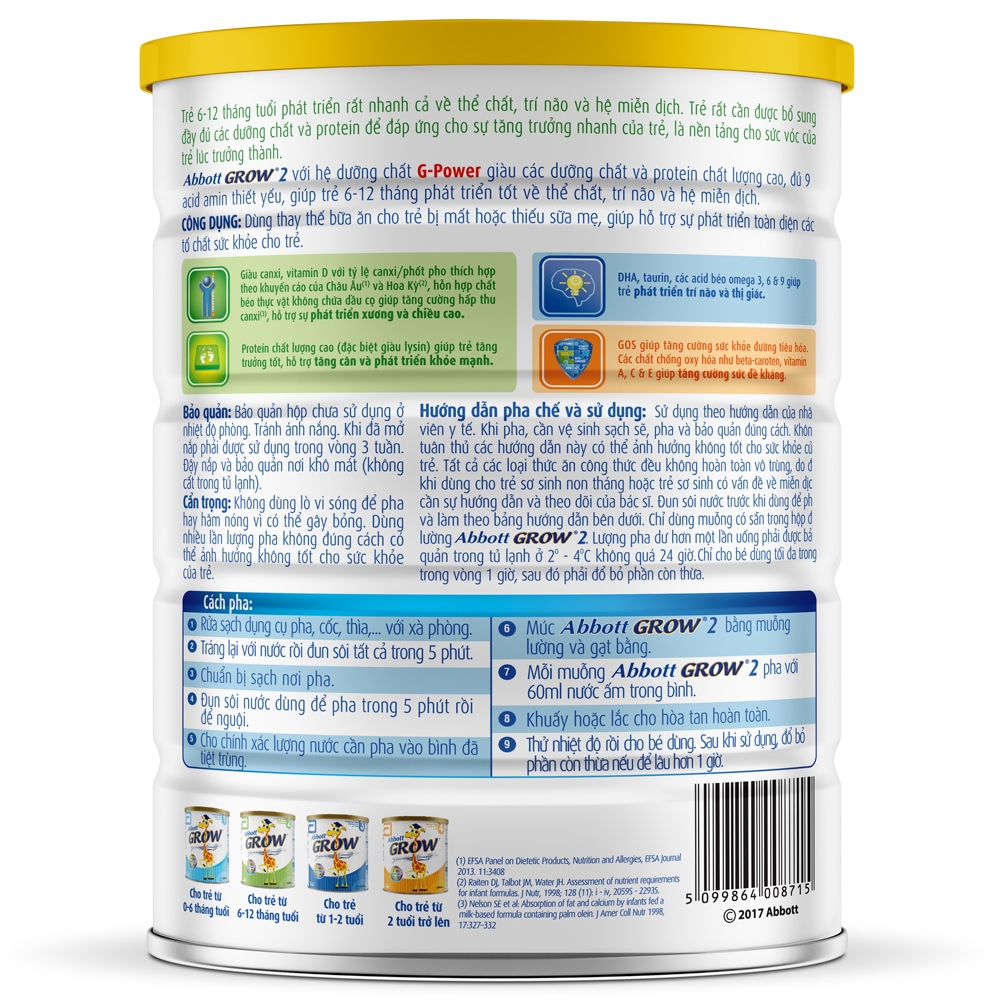 Sữa Abbott Grow 2 (6-12 tháng) - 900g