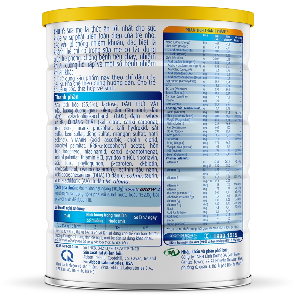 Sữa Abbott Grow 2 (6-12 tháng) - 900g