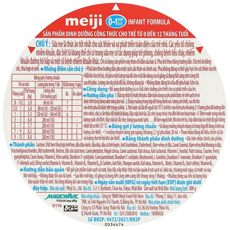 Sữa Meiji Infant Formula 800g (dành cho bé 0-12 tháng)