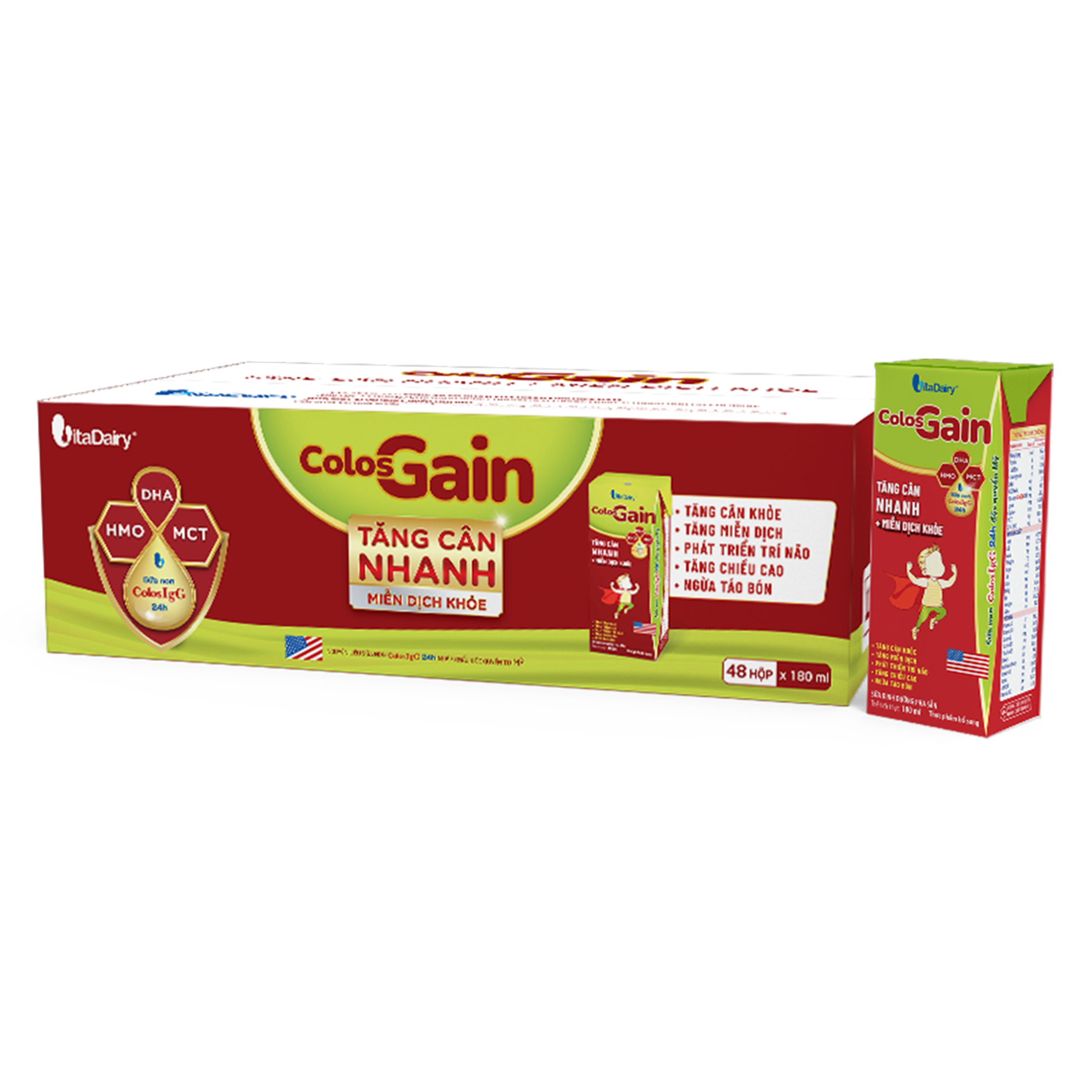 Lốc sữa bột pha sẵn Colos Gain (từ 1 tuổi) - Lốc 4 hộp